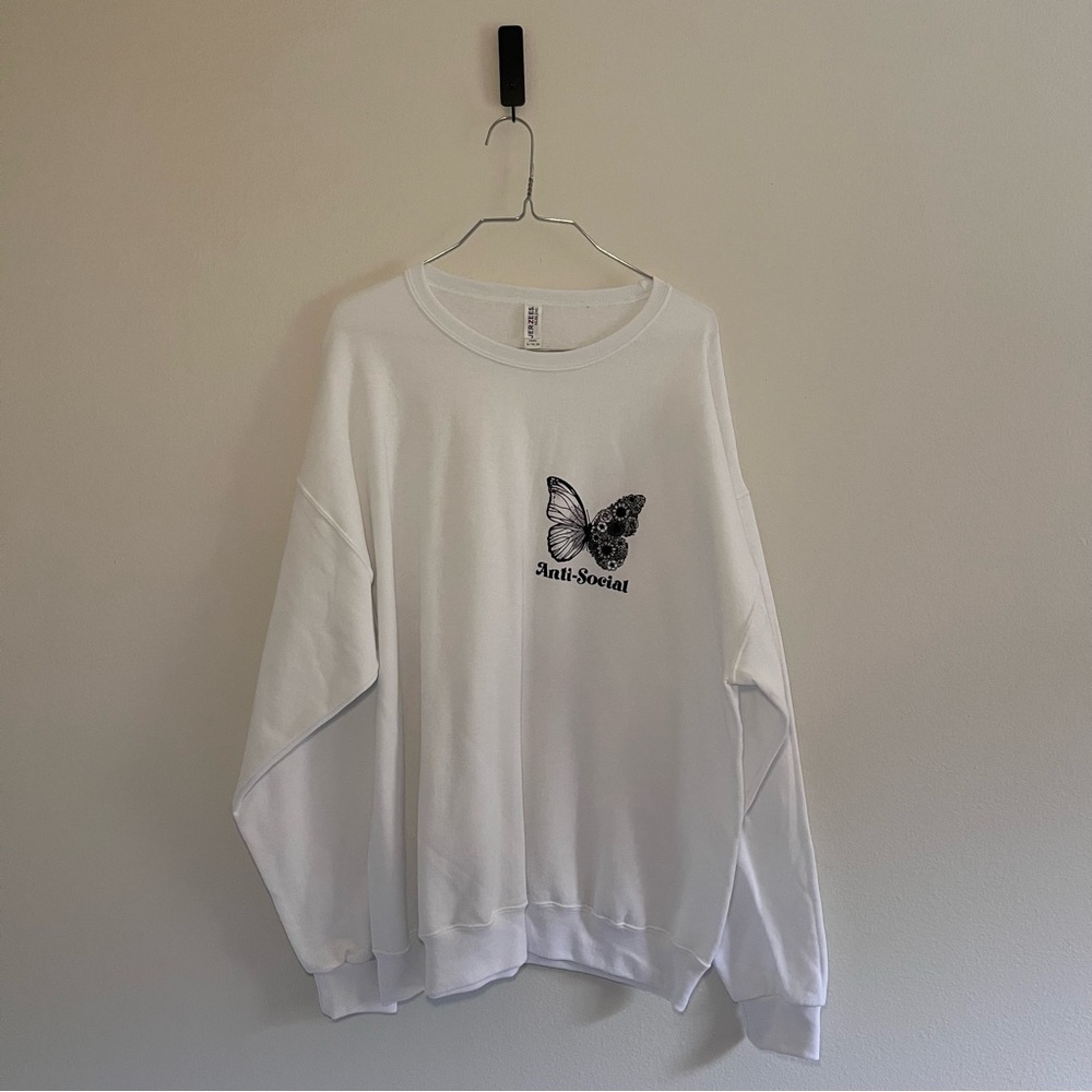 NWOT: River Babe Threads • “Anti-Social”‎ Butterfly Sweatshirt